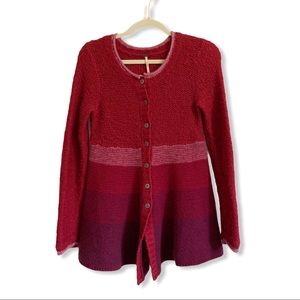 Free People Berry Wool Striped Angora Cardigan